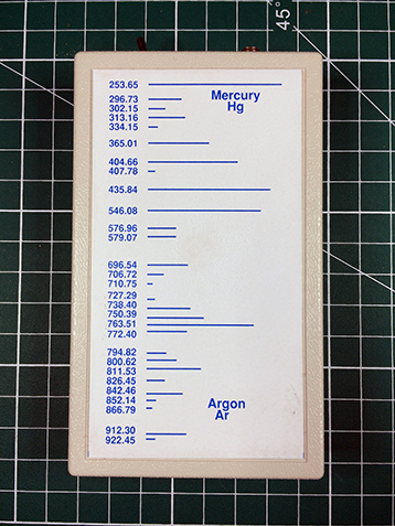 Calibration lines from Hg(Ar) lamp