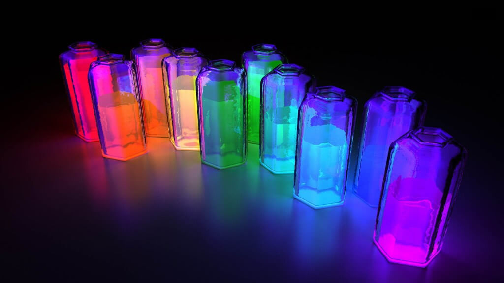 Fluorescent samples in bottles