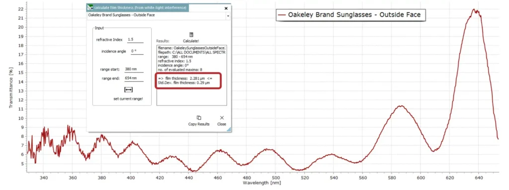 Oakley Sunglasses interference spectrum