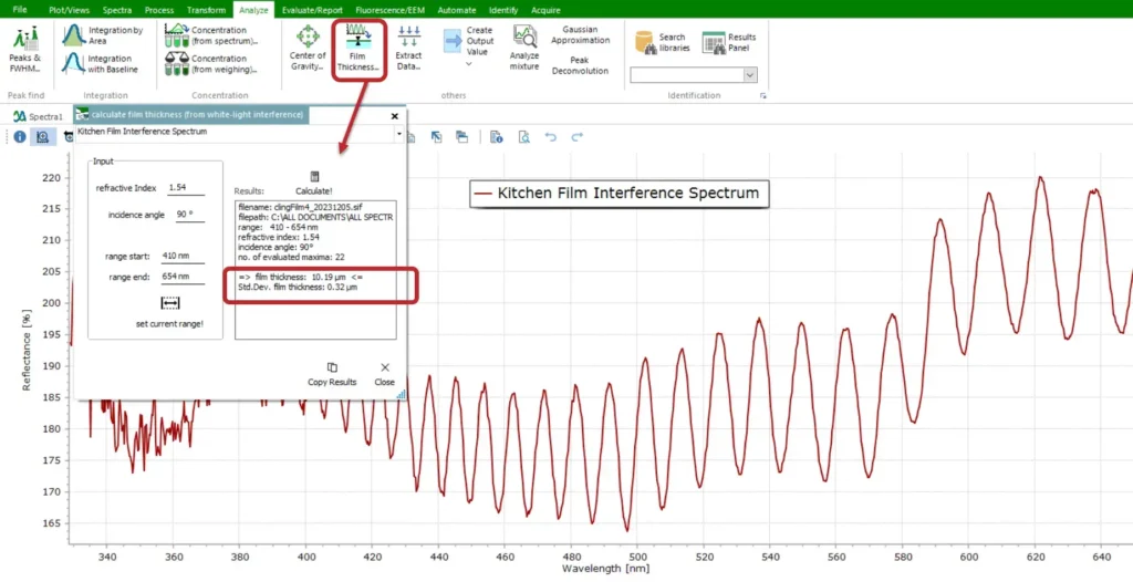 Thin Film Calculation Routine from spectragryph