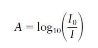 Beer-Lambert law in terms of light intensity